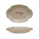 Merry Stoneware Scalloped Platter, 10 X 7 in. 1
