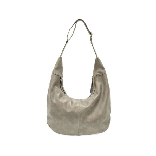 Rochelle Faux Suede Large Crescent Hobo, Metallic Silver