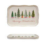 Scalloped Platter with Trees & Gold Etching, 13 X 9 in. 1