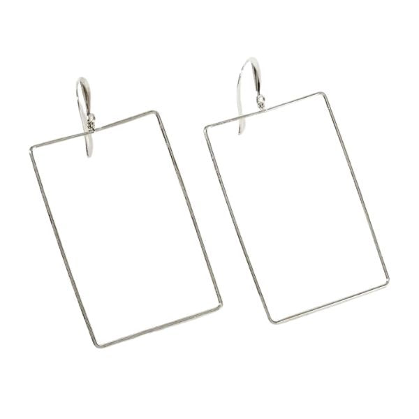 Minimalist Rectangle Drop Earrings, 18K White Gold Dipped, 2 in., perfect as elegant jewelry gifts from Knotty and Board, adding refined style to any decor or outfit.