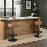 Gavin Counter Stool, Brown Leather and Iron, 14 X 14 X 26 in. 2