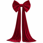 Velvet Christmas Bow Tree Topper with Long Tails, Oversized, Red 1