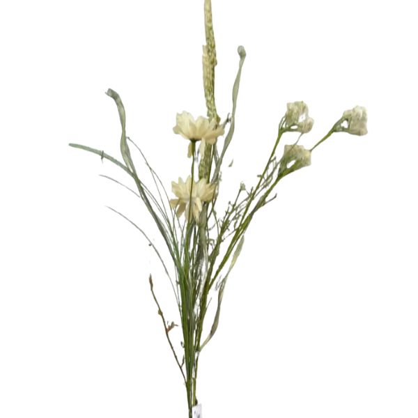Wildflower Spray, Cream, 20 in. featuring delicate cream-colored flowers and green stems, perfect for adding natural decor to any room with a Knotty and Board touch.
