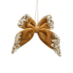 Velvet Bow Ornament, Antique Gold, 4.25 in. 1