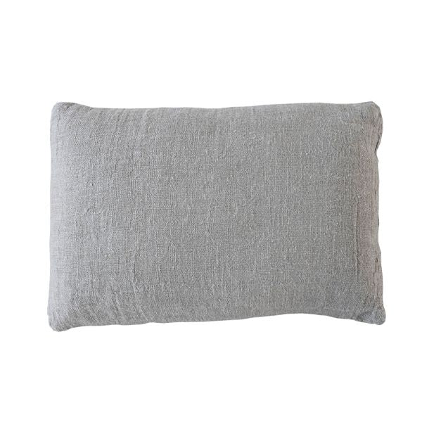Lessines Handwoven Linen Pillow, 16 X 24 in. in soft gray linen fabric, showcasing a textured handwoven design, perfect decorative accent for any room from Knotty and Board.