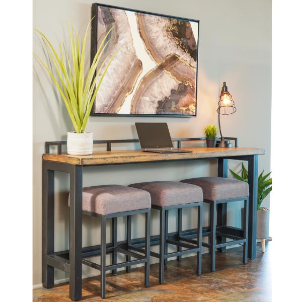 Flynn Counter Table, Iron and Antique Natural, 71 x 16 x 36 in.