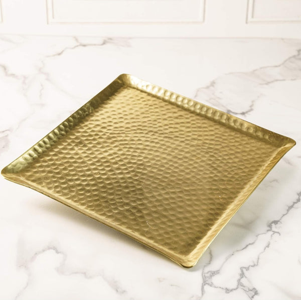 Square Hammered Plate, Gold, 12 in.