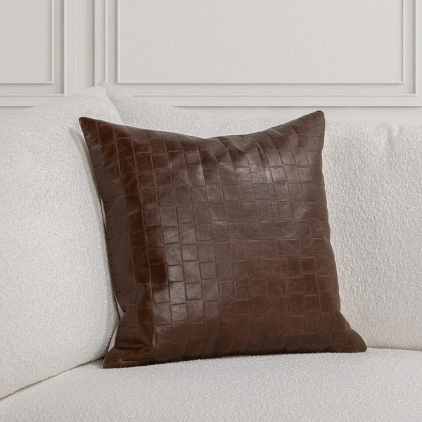 Seston Leather Pillow, Brown, 20 X 20 in.