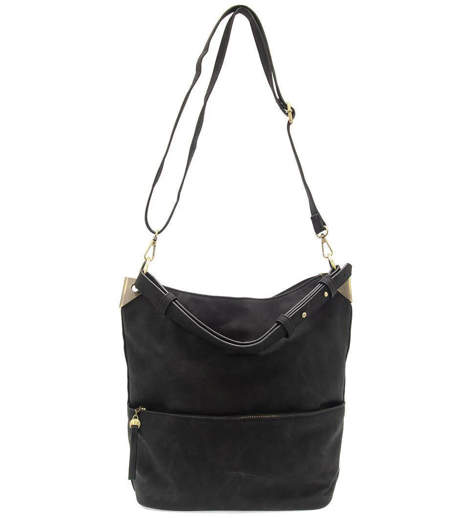 Darcy Zip Front Pocket Bucket Bag, Pecan