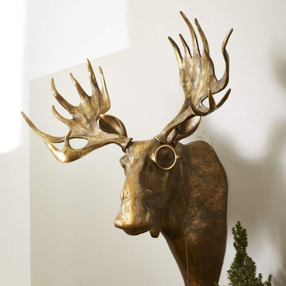E&E Brass Wall Mount, Moose, Eugene, 43.5 X 27 X 46.5 in.
