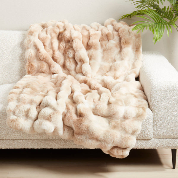 Fur Throw, Bubble Faux, Natural, 50 X 60 in.