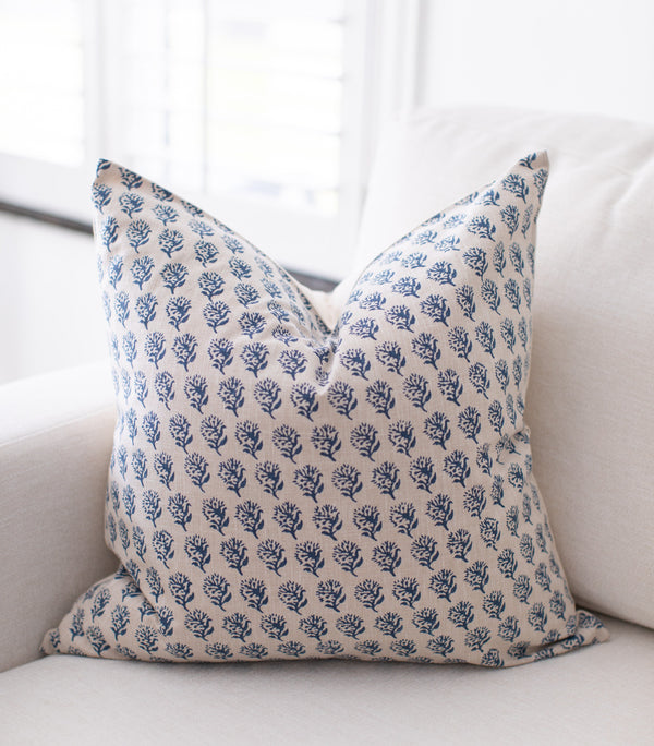 Aster Floral Throw Pillow, Indigo, 22 X 22 in.