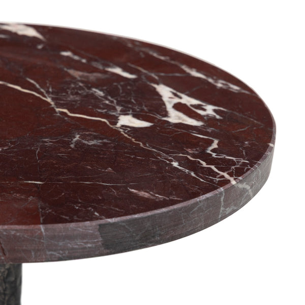 Jocelyn Cordovan Marble End Table, Black Iron