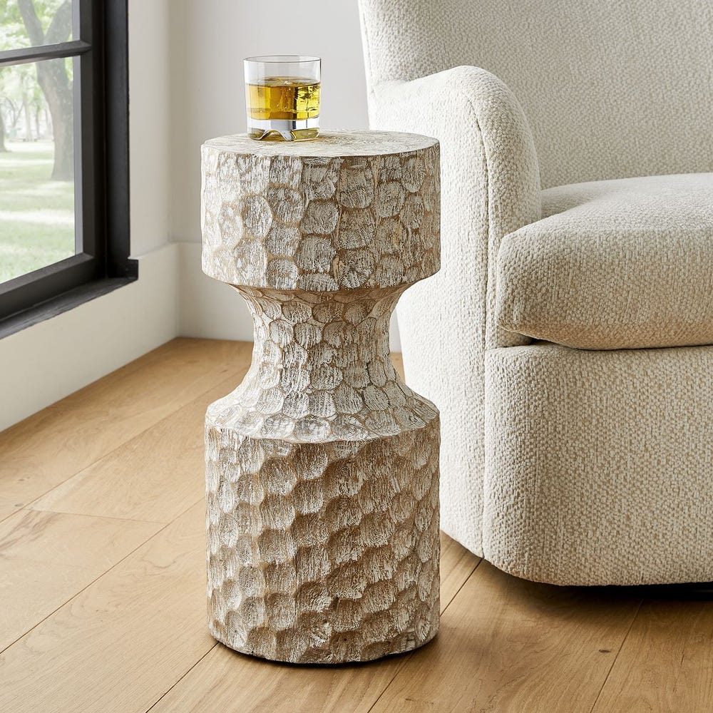 Whittled Accent Table, 11 x 22 in.