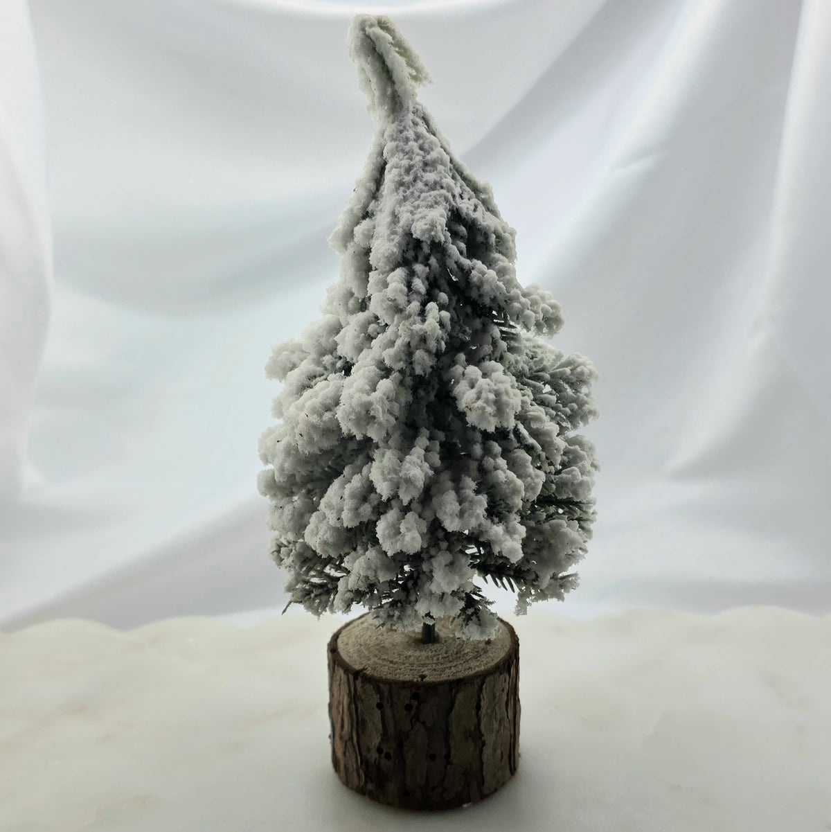 Faux Evergreen Tree with Natural Wood Slice Base