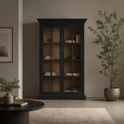 Ebony Library Cabinet, Black, 55 X 19 X 91 in.