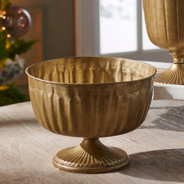 Antique Gold Pedestal Bowl, 9.5 in.
