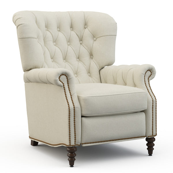 Sherrill Recliner L1662, Odelm Recliner, Green Leather w/Cont Fabric