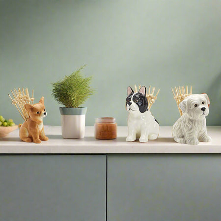 Ceramic Dog Toothpick Holder, Assorted, 3.5 in.