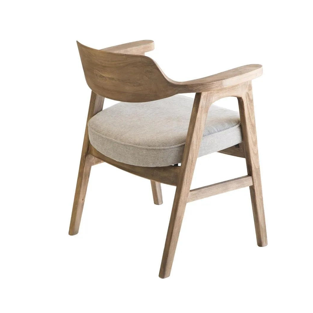 Wagner Natural Dining Chair with Sand Cushion, 25 x 22 x 30 in