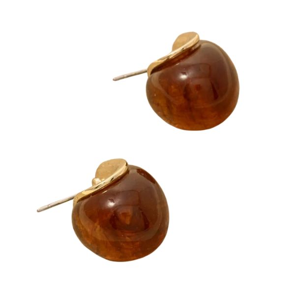 Resin Teardrop with Metallic Accent Drop Earrings in warm amber tones with smooth teardrop resin paired with subtle metallic accent, perfect gifts for stylish decor lovers at Knotty and Board.