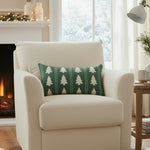 Tree Pattern Lumbar Pillow, Green & Natural, 24 X 14