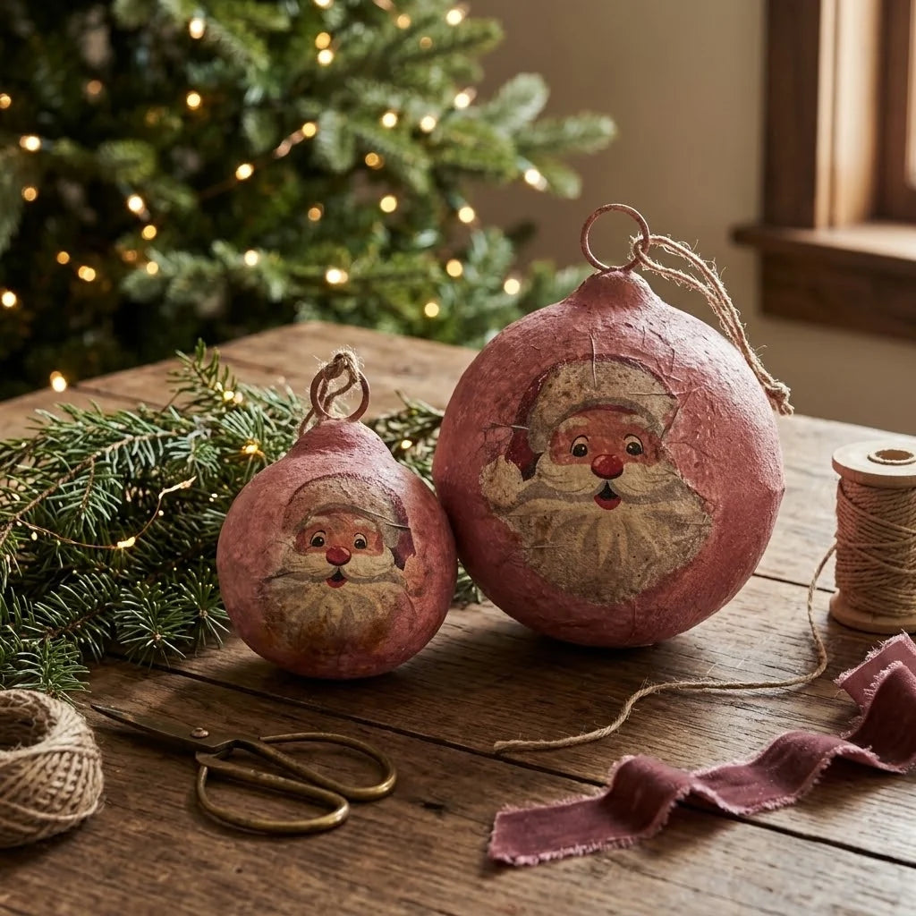 Red Nosed Santa Metal Ball Ornament, 4 in.