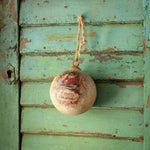 Santa Metal Ball Ornament, 4 in. 2