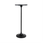 Black Metal Pedestal Side Table with Marble Top, 27 in. 1