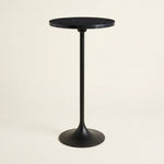Black Metal Pedestal Side Table with Marble Top, 27 in. 2