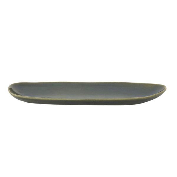 Stoneware Tray, Green, 16.5 X 5.75 in. featuring a sleek, minimalist design perfect for kitchen or dining decor, a charming gift from Knotty and Board.