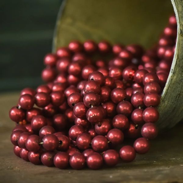 XL Bead Garland, Aged Red, 9 ft.