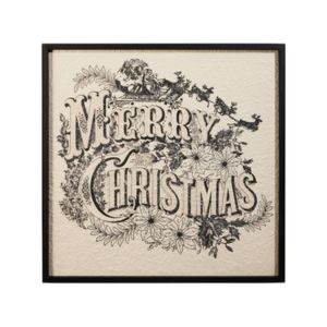 Vintage Merry Christmas Wall Art, Black, 22 in.