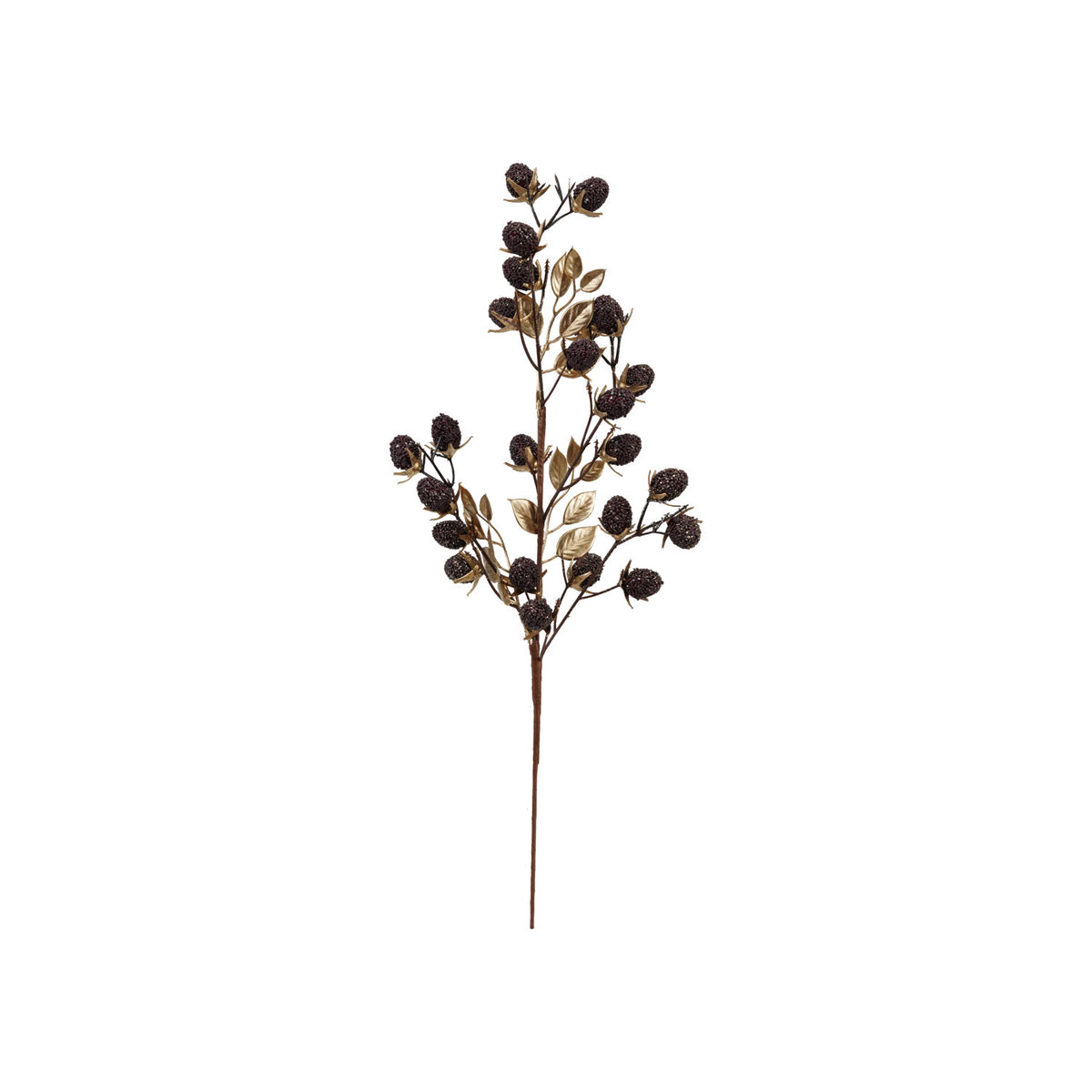 Berry Stem with Glitter, Gold & Burgundy, 23.5