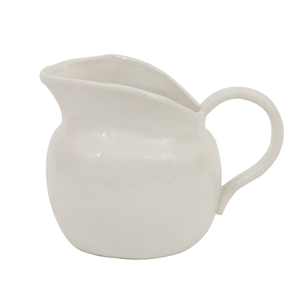 Stoneware Vintage Reproduction Creamer, White, 14 oz. shown as a classic white ceramic creamer perfect for kitchen decor and dining gifts, offered by Knotty and Board.