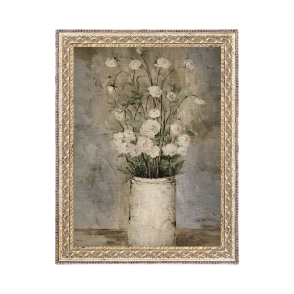 Long Stem Roses Framed Antique Art, 12 X 16 in.