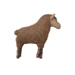 Sheep Shaped Sherpa Pillow, Brown Plaid 1