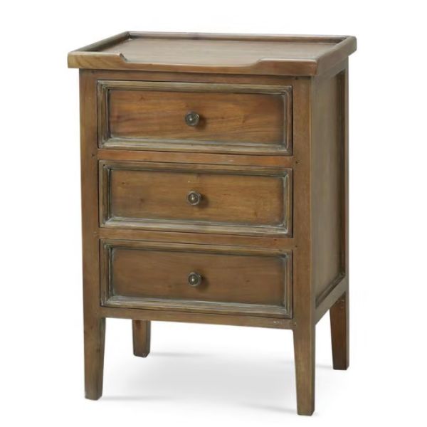Eton 3-Drawer End Table, Straw Wash, 19 × 13 × 26 in.