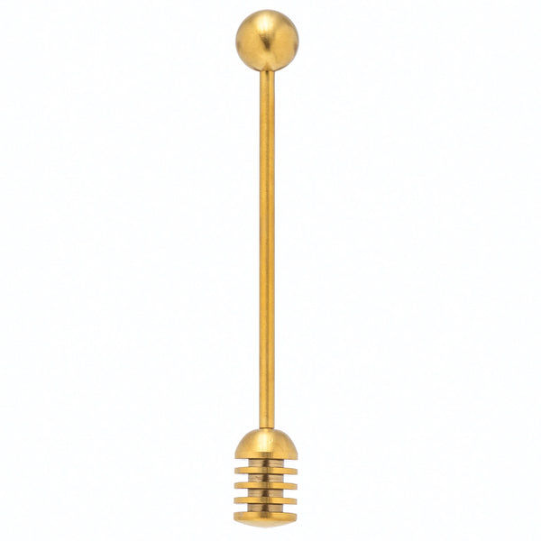 Stainless Steel Honey Dipper, Gold Finish with a sleek design, perfect for kitchen use or as a unique gift, from Knotty and Board's curated decor collection.