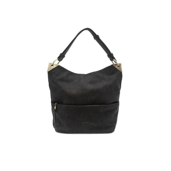 Darcy Zip Front Pocket Bucket Bag, Black