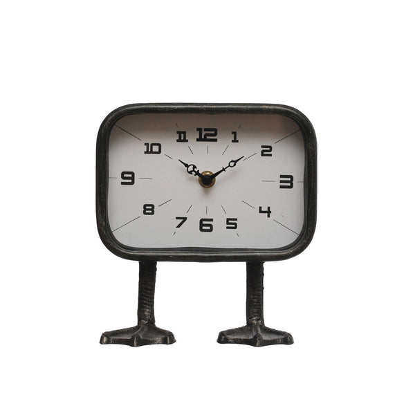 Metal Clock with Duck Feet, 7 X 4 in.
