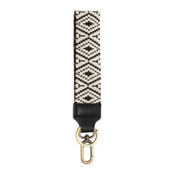 Diamond Woven Easy Find Wristlet, Black & White