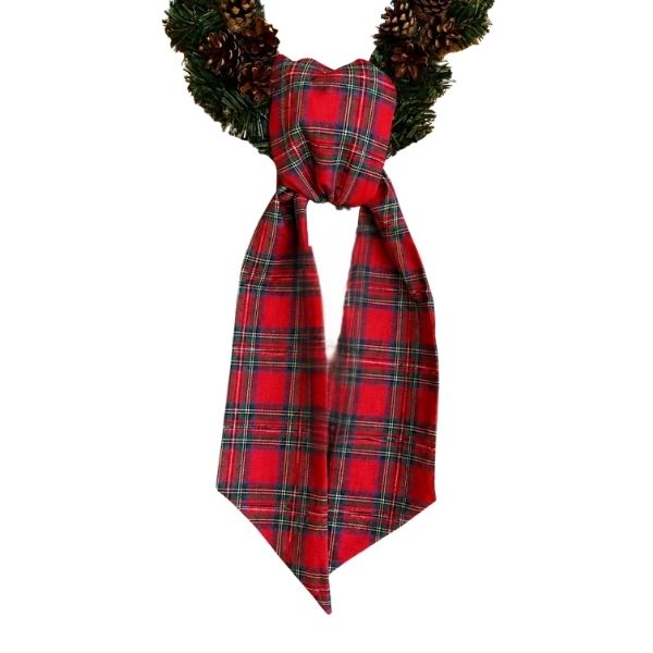 Wreath Sash, Cotton, Red Tartan Plaid, 5.5 X 55 in.