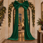 Velvet Christmas Bow Tree Topper with Long Tails, Oversized, Green 2