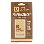 Duke Cannon Travel Size Pocket Cologne, 0.34 oz., Sawtooth in compact packaging with aromatic cedar and amber scent, available at Knotty and Board for unique gifts and decor. 1