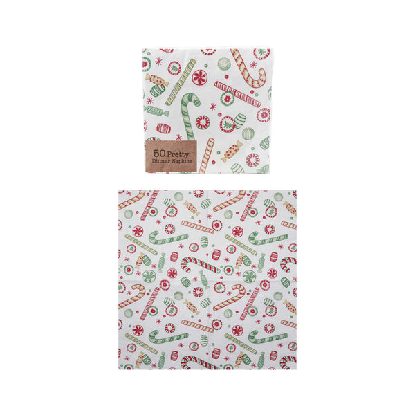 Paper Napkins with Holiday Pattern, Set of 50