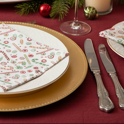 Paper Napkins with Holiday Pattern, Set of 50