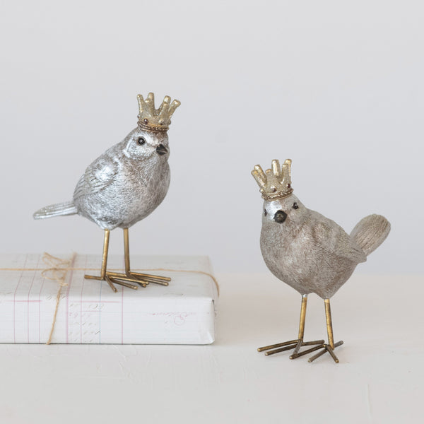 Resin Bird w/ Crown, 5"