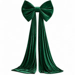 Velvet Christmas Bow Tree Topper with Long Tails, Oversized, Green 1