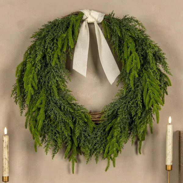 Soft Touch Redwood & Cedar Wreath w/ Ribbon, 22 in.